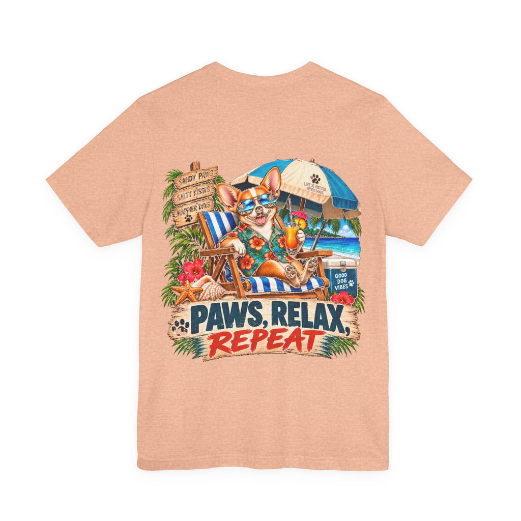 Paws, Relax, Repeat Chihuahua T-Shirt – Beach Chihuahua Graphic Tee – Coastal Dog Lover Shirt – Offshore Hound