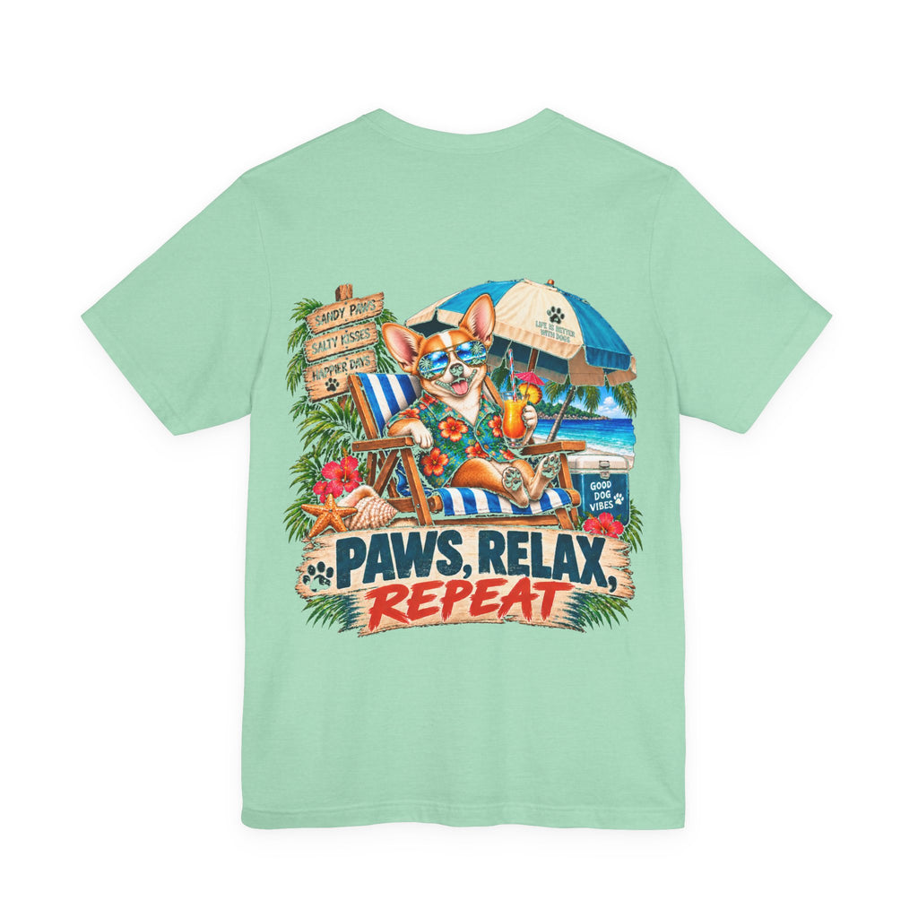 Paws, Relax, Repeat Chihuahua T-Shirt – Beach Chihuahua Graphic Tee – Coastal Dog Lover Shirt – Offshore Hound