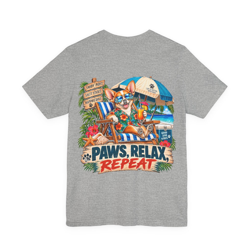 Paws, Relax, Repeat Chihuahua T-Shirt – Beach Chihuahua Graphic Tee – Coastal Dog Lover Shirt – Offshore Hound