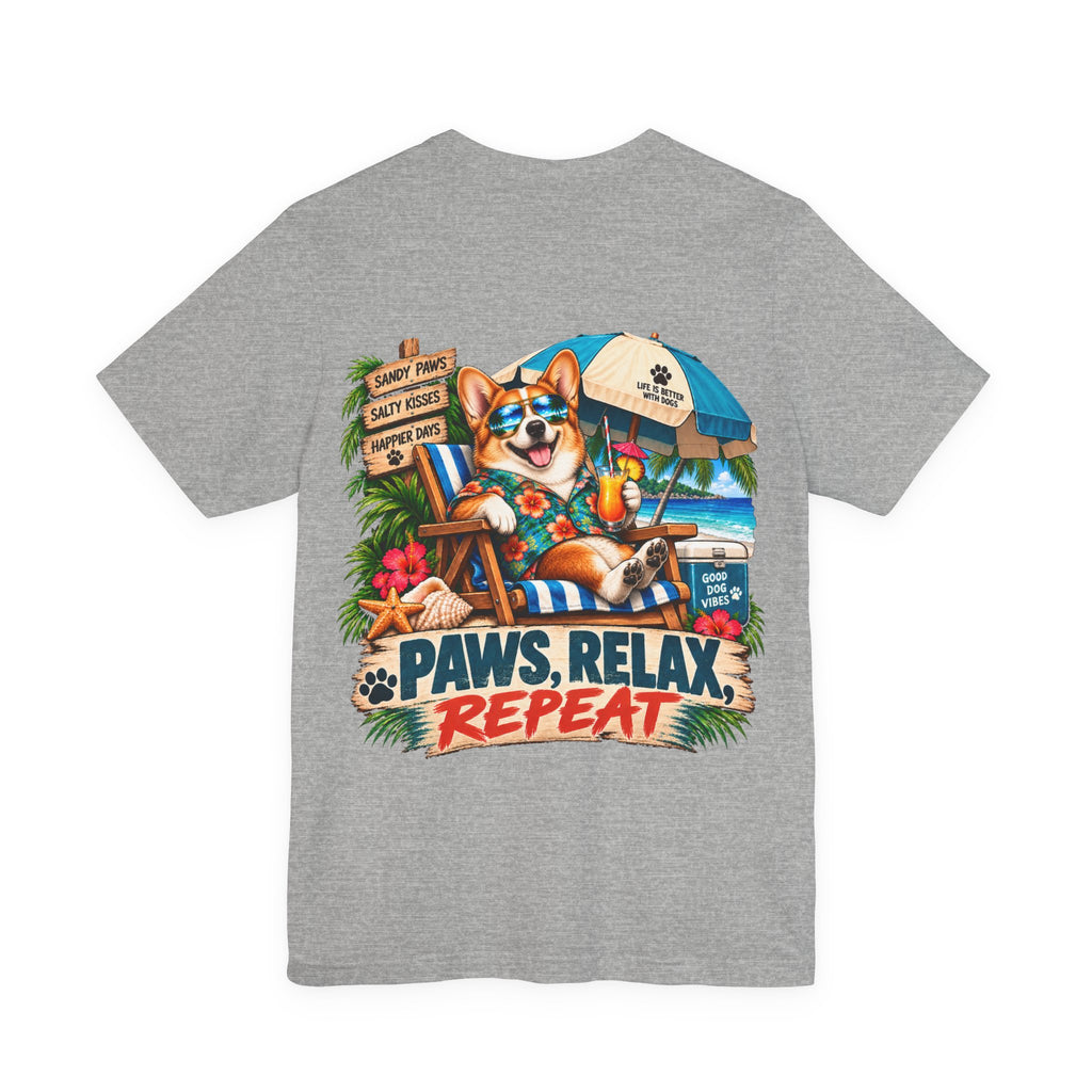 Paws, Relax, Repeat Pembroke Welsh Corgi T-Shirt – Beach Corgi Graphic Tee – Coastal Dog Lover Shirt – Offshore Hound