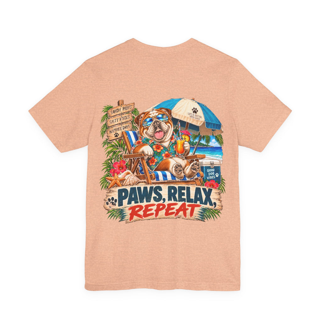 Paws, Relax, Repeat English Bulldog T-Shirt – Beach English Bulldog Graphic Tee – Coastal Dog Lover Shirt – Offshore Hound