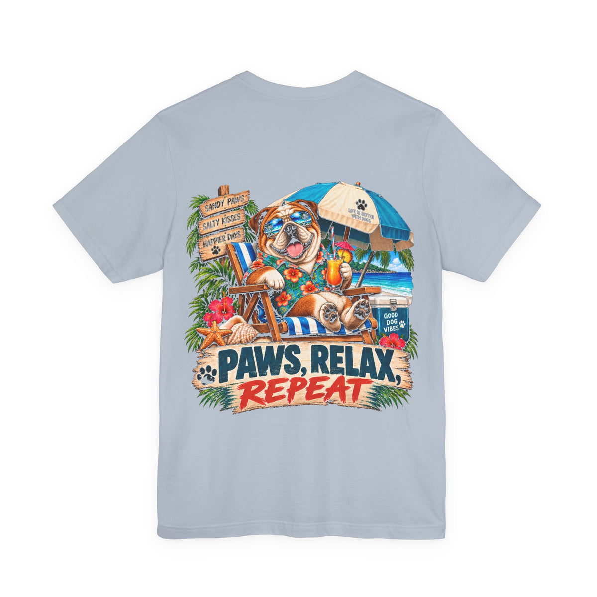 Paws, Relax, Repeat English Bulldog T-Shirt – Beach English Bulldog Graphic Tee – Coastal Dog Lover Shirt – Offshore Hound