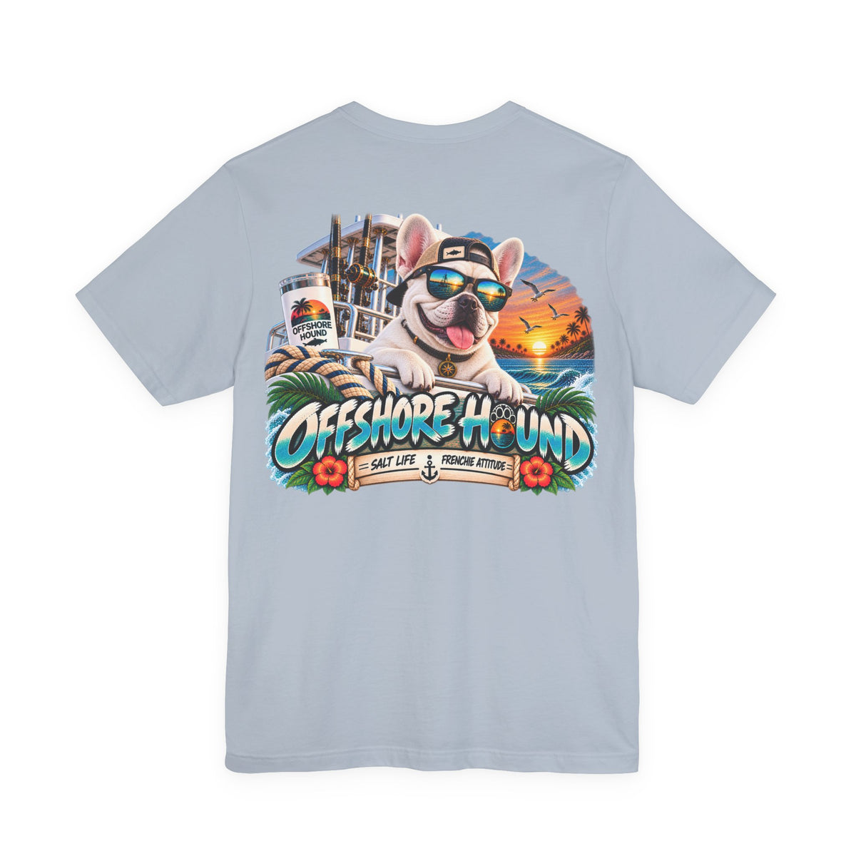 Salt Life, Frenchie Attitude – White French Bulldog T-Shirt | Offshore Hound